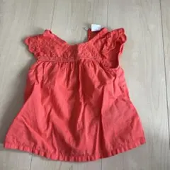 H&M オレンジ フリル袖 トップス 74cm