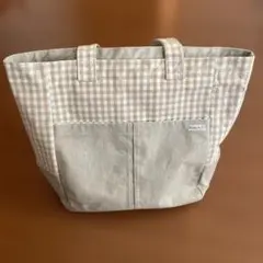 チェック柄保冷トートバッグ大きめ kusu-kusu