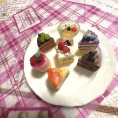 ミニチュアケーキ お皿付き いろいろケーキ沢山セット① ハンドメイド