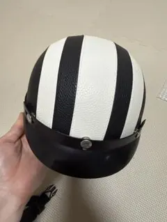 自家塗装 半キャップヘルメット 日章 旭日旗 ブラック&シルバー