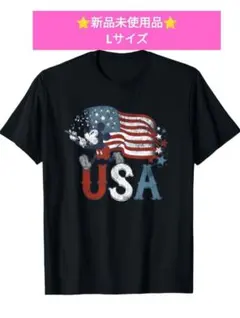 アメリカ国旗プリント Tシャツ Lサイズ 新品　ブラック　男女兼用