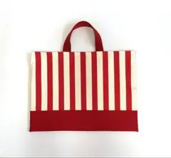 B869・ハンドメイドレッスンバッグ★ストライプ・レッド