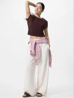 ユニクロ　スウェットワイドパンツ　丈長め　オフホワイト