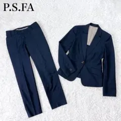 PSFA 洗える パンツスーツ セットアップ 13号 ネイビー 極美品✨️ ✨極美品✨洗える❗️P.S.FA セットアップ パンツスーツ ネイビー