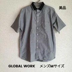 GLOBALWORK　半袖シャツ　Mサイズ　グレー　ポロ　ボタン