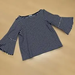 GU ボーダー7分袖 Tシャツ Mサイズ ネイビー