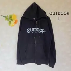 アウトドア OUTDOOR パーカー【L】ジップ 黒 ブラック ロゴ