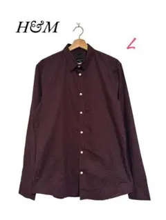 H&M 【美品】シャツ　カットソー　トップス　ブラウン　ドット柄　L