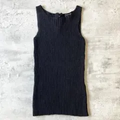 Ballsey ボールジー リブニット タンクトップ レースアップ 黒 麻混のサムネイル