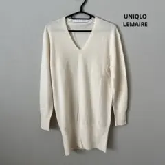 UNIQLO オフホワイト カシミヤ　軽量　薄手　Vネック　ニット　セーター