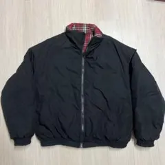 ブラックボンバージャケット 赤チェック裏地