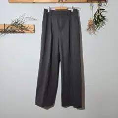 ユニクロ UNIQLO グレー ワイドパンツ【M】センタープレス タックワイド