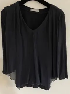 DAMA collection シルクシフォン長袖カットソー ブラック　Sのサムネイル