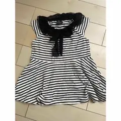 【即購入OK】【80cm】ベビーボーダーワンピース 女の子ワンピース 白黒 半袖のサムネイル