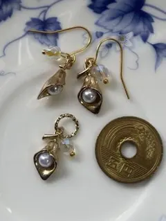 プラパールのピアス＆ネックレスチャームセット　訳あり　金具変更別途料金