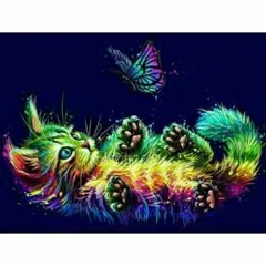 ダイヤモンドアート ダイアモンドビーズ 絵画キット 子猫と蝶 知育玩具