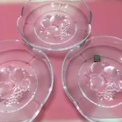 HOYA CRYSTAL フルーツ絵柄　皿3枚せのサムネイル
