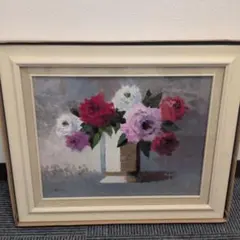油彩画 バラの花束 金色フレーム 約42cm x 32cm - メルカリ