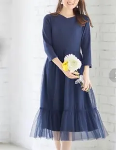 難有美品 トッコクローゼット チュールレースドッキングワンピース ( M