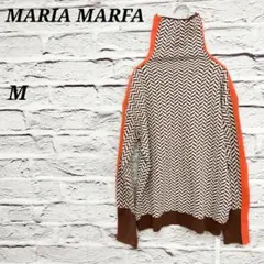 R4815 MARIA MARFA【M】ハイネックヘリンボーン柄長袖セーター 茶