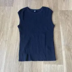 UNIQLO ブラック　ニットノースリーブ S