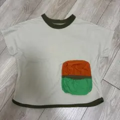【110㎝/THE SHOP TK】キッズ 半袖Tシャツ ベージュ×カーキ