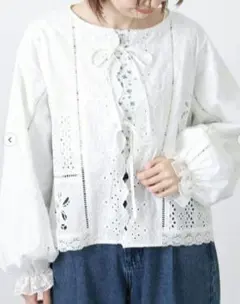 【新品】サマンサモスモスレースパッチワークブラウス