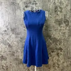 ✨UNIQLO✨ユニクロ♡ワンピース♡ノースリーブ♡フレア♡ひざ丈♡青(S)