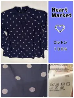 ドット柄　ブラウス　ネイビー M コットン　100%のサムネイル