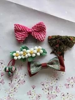 used 和装髪飾り 4点セット 七五三など　リボンバレッタ