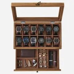 新品 時計ケース 12本 木製 引き出し付き 腕時計収納 コレクションケース ジ