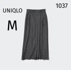 1037 UNIQLO ユニクロ サイドプリーツナロースカート チェック