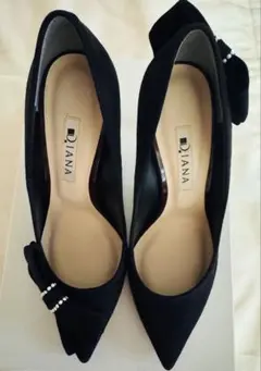 【新品未使用】DIANA ブラック ハイヒール リボン付き 22.5cm