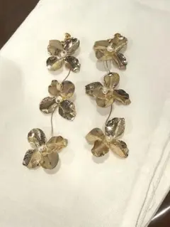 ゴールド花デザイン　イヤリング　ウェディング