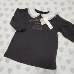 新品タグ付き 襟付き長袖カットソーチュニックワンピース90サイズ ベビーワンピ