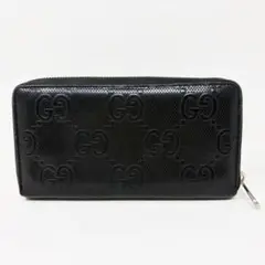 GUCCI GGエンボス ラウンドファスナー長財布 625558 グッチ 黒