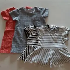 ☆値引き☆双子　半袖　トップス　ワンピース　90  ２組４枚セット