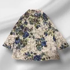 LOBJIE ロブジェ 花柄 モックネック カットソー M 七分袖 エレガント