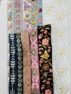 ①在庫整理　インド刺繍リボン　ハギレ　アソート　詰め合わせリボン　ハンドメイド