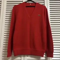 ラコステ Vネック セーター ニット レッド 80s フランス製のサムネイル