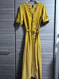 ZARA trf collection マスタード 半袖 シャツワンピース M
