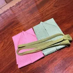 No.9 重ね襟 帯締め セット　(ピンク　黄緑)