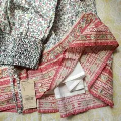 未使用タグ付　パネルプリントキャミソールワンピース　2way花柄キャミワンピース