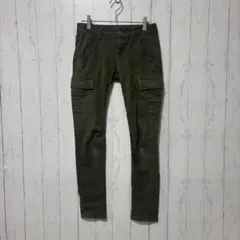 【美脚シルエット】AZUL by moussy カーゴスキニーパンツ カーキ S