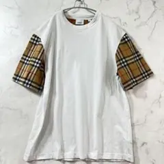 極美品 バーバリーロンドン 現行 半袖Tシャツ ノバチェック 白 M B1950