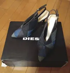 DIESEL デニム　パッチワーク　バックストラップ　ハイヒール　サンダルのサムネイル