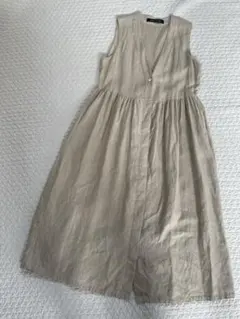 ミズイロインド　リネン　Ｖネック　ジレワンピース