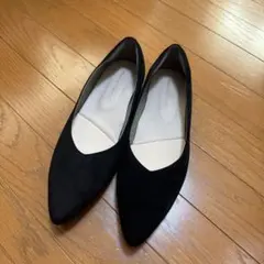 黒スエードポインテッドトゥパンプス 41
