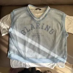 ラブトキ♡メッシュ Vネック トップス　Tシャツ