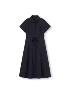 【美品】GU カラーシャツワンピース シャツワンピ 半袖 ブラック S